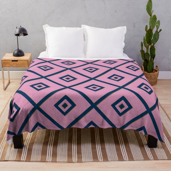 Item preview, Cojín con diseño geométrico de rombos en rosa y azul marino designed and sold by FestivityFinds.