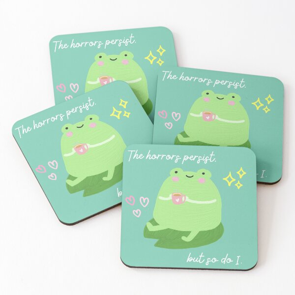 Item preview, The Horrors Persist But So Do I Motivational Frog designed and sold by TrashPandaCreative.