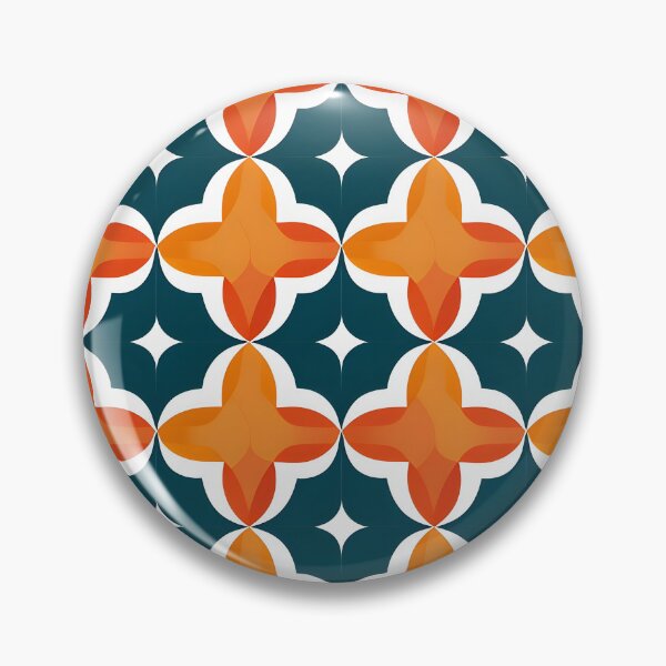 Item preview, Modern Geometric Orange and Teal Floral Pattern A-Line Dress designed and sold by FestivityFinds.