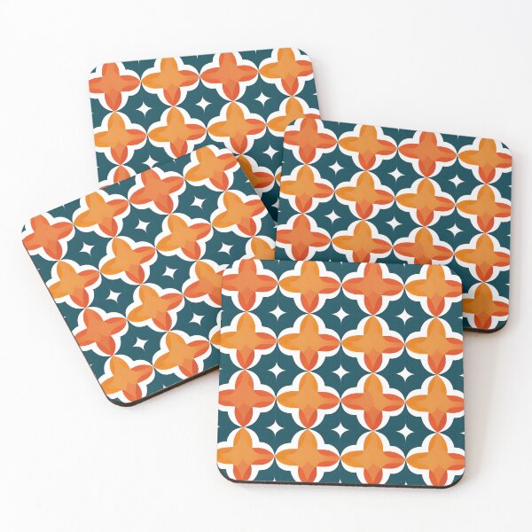 Item preview, Modern Geometric Orange and Teal Floral Pattern A-Line Dress designed and sold by FestivityFinds.