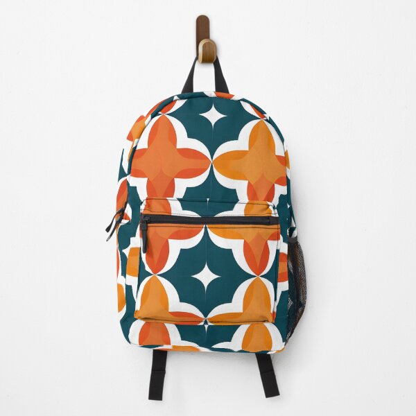 Item preview, Modern Geometric Orange and Teal Floral Pattern A-Line Dress designed and sold by FestivityFinds.