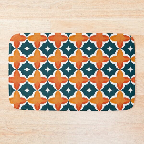 Item preview, Modern Geometric Orange and Teal Floral Pattern A-Line Dress designed and sold by FestivityFinds.