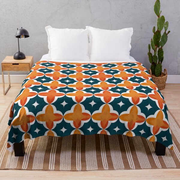 Item preview, Modern Geometric Orange and Teal Floral Pattern A-Line Dress designed and sold by FestivityFinds.