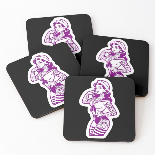 Item preview, Dark Magenta Sailor Pin-Up Girl Rockabilly Tattoo Print designed and sold by PinUpPizzazz.