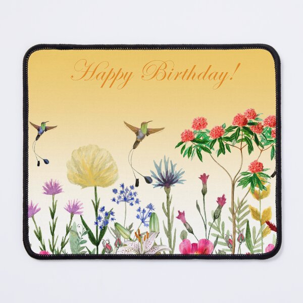 Item preview, Happy Birthday With Flowers And Hummingbirds 2 designed and sold by hurmerinta.