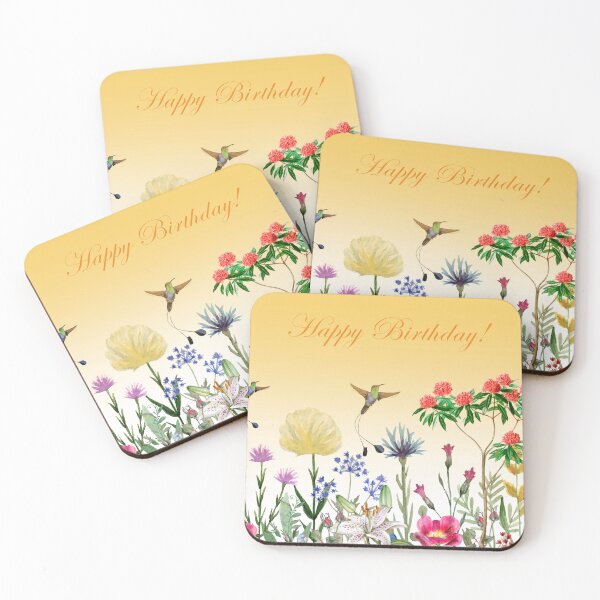 Item preview, Happy Birthday With Flowers And Hummingbirds 2 designed and sold by hurmerinta.