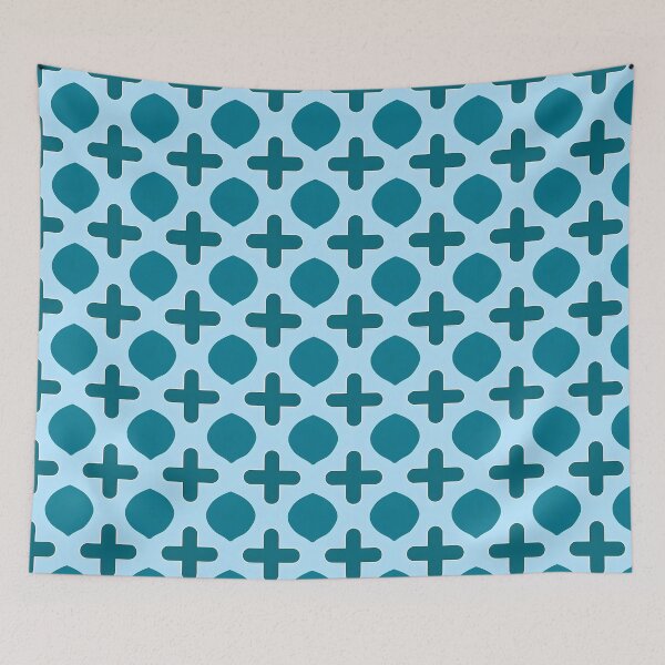 Item preview, Modern Teal Blue Plus Symbol Pattern Throw Pillow on Sky Blue Background designed and sold by FestivityFinds.