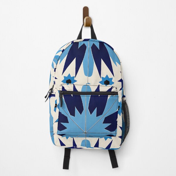Artikelvorschau, Kräftiges blaues und weißes geometrisches Starburst-Muster Dekokissen entworfen und verkauft von FestivityFinds.