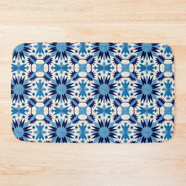 Artikelvorschau, Kräftiges blaues und weißes geometrisches Starburst-Muster Dekokissen entworfen und verkauft von FestivityFinds.