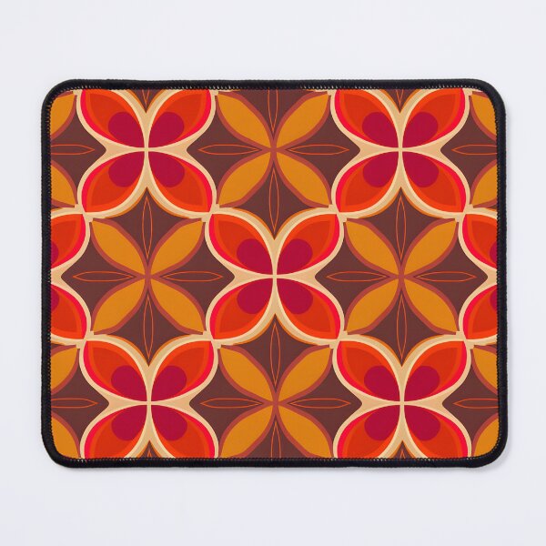 Item preview, Retro Orange and Pink Geometric Flower Pattern A-Line Dress designed and sold by FestivityFinds.