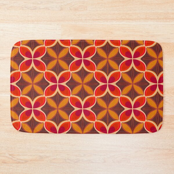 Item preview, Retro Orange and Pink Geometric Flower Pattern A-Line Dress designed and sold by FestivityFinds.