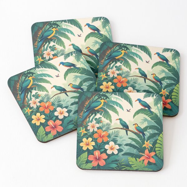 Item preview, Flowers Tropical Hibiscus Hawaiian Summer Jungle Exotic Birds  designed and sold by SynizesisShop.