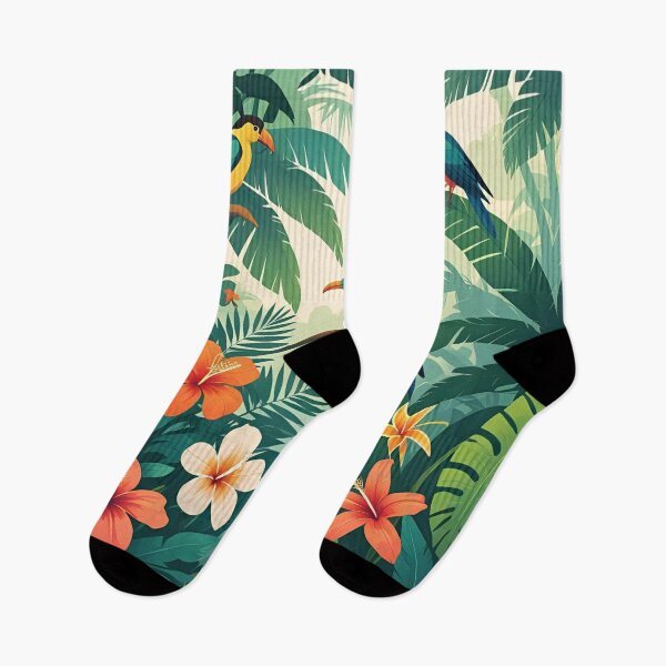 Item preview, Flowers Tropical Hibiscus Hawaiian Summer Jungle Exotic Birds  designed and sold by SynizesisShop.