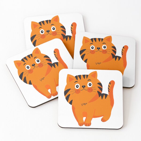 Item preview, Cute Orange Tiger Cat Cartoon Illustration designed and sold by OuOi.