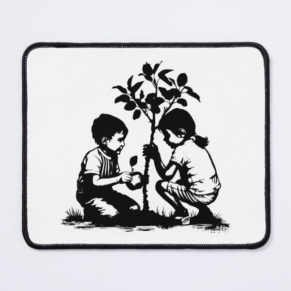 Item preview, Children Planting Tree – Environmental Nature and Growth Illustration designed and sold by inkoutninja.