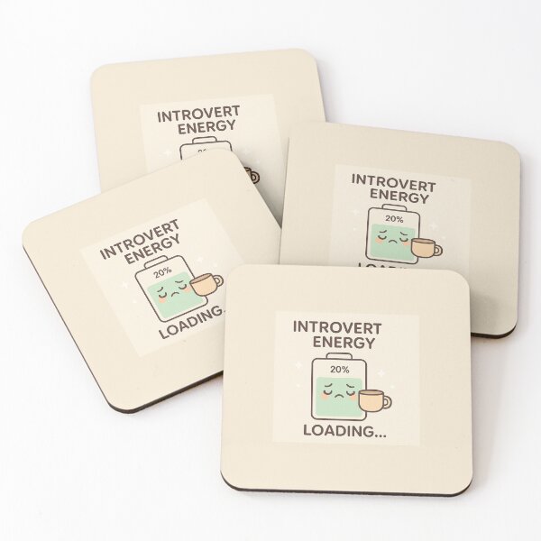 Item preview, Introvert Energy Loading – Funny Battery & Coffee Cartoon designed and sold by Striklet.