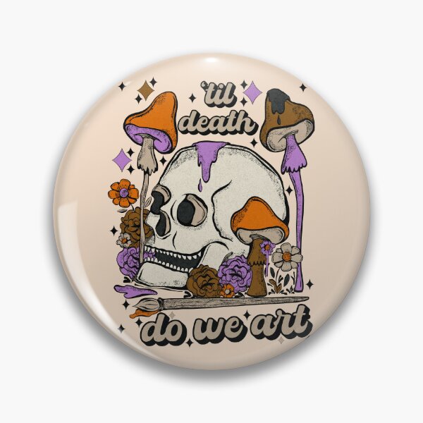 Item preview, til death do we art - skull, mushrooms, flowers  designed and sold by crestfallenmermaid.