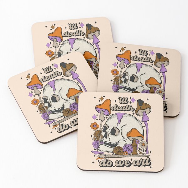 Item preview, til death do we art - skull, mushrooms, flowers  designed and sold by crestfallenmermaid.