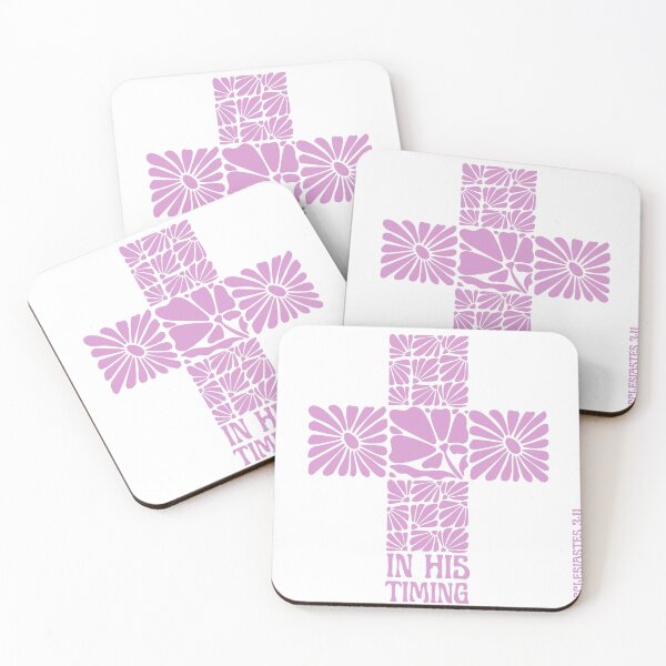 Item preview, Bible Verse, Christian, Floral Cross, Cross Artwork, In His Timing  designed and sold by ErynRoseDesign.