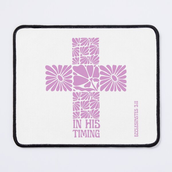 Item preview, Bible Verse, Christian, Floral Cross, Cross Artwork, In His Timing designed and sold by ErynRoseDesign.