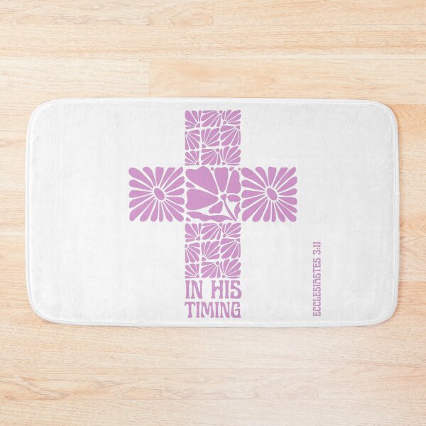 Item preview, Bible Verse, Christian, Floral Cross, Cross Artwork, In His Timing  designed and sold by ErynRoseDesign.
