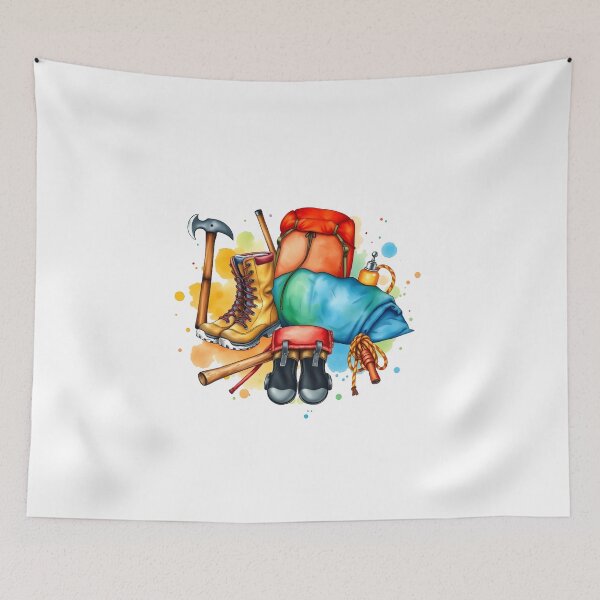Item preview, Watercolor Splash Painting of Mountain Equipment in Adventure designed and sold by Be-Adventurous.