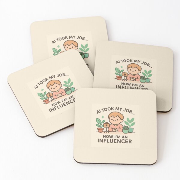 Item preview, AI Took My Job – Funny Influencer Cartoon for Digital Creators designed and sold by Striklet.