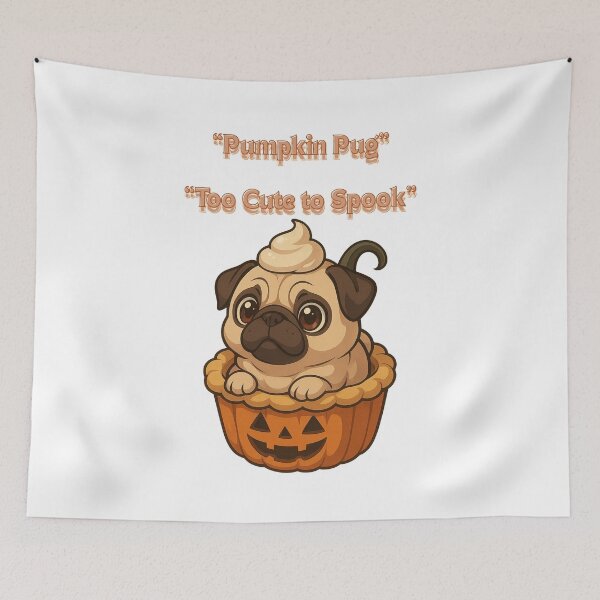 Item preview, Pumpkin Pug – Too Cute to Spook | Halloween Dog Illustration designed and sold by Apple-Design369.