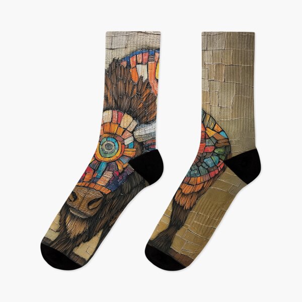 Item preview, A visual design of a bison with a textured and geometric design. designed and sold by HEMRO.