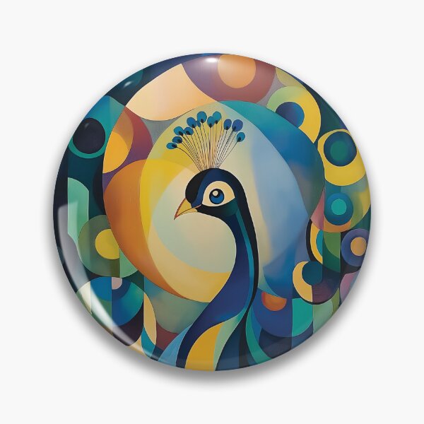 Item preview, Vibrant digital design of a peacock in circles and abstract forms. designed and sold by HEMRO.