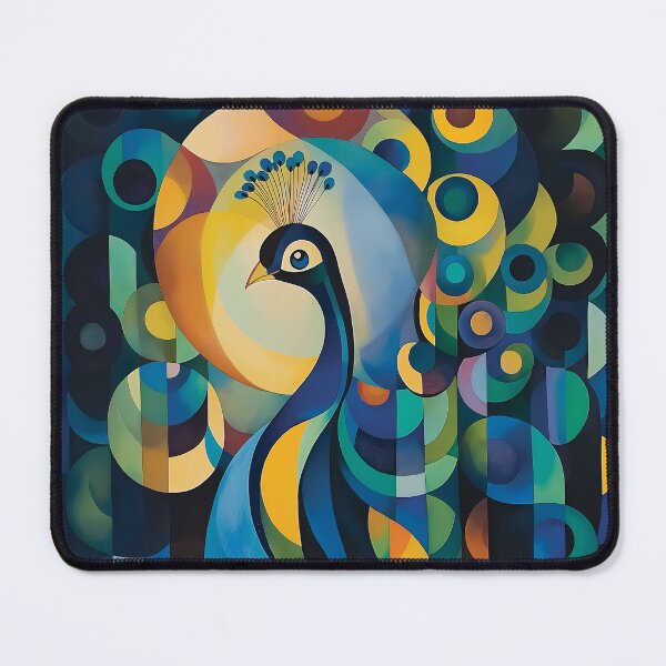 Item preview, Vibrant digital design of a peacock in circles and abstract forms. designed and sold by HEMRO.