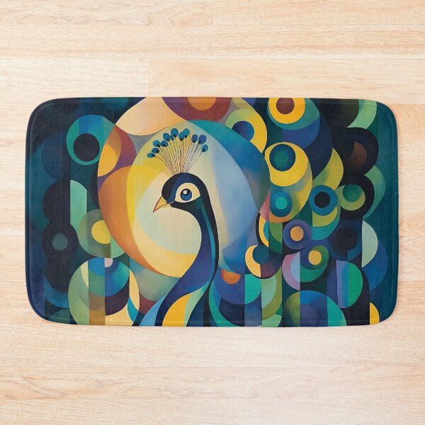 Item preview, Vibrant digital design of a peacock in circles and abstract forms. designed and sold by HEMRO.