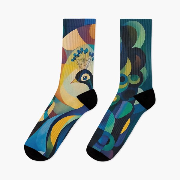 Item preview, Vibrant digital design of a peacock in circles and abstract forms. designed and sold by HEMRO.