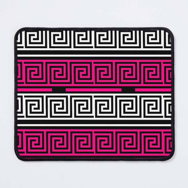 Item preview, Black Background Pink White Greek Key Fret Design  designed and sold by PatternTitan.