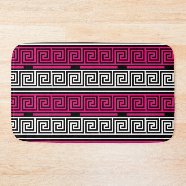 Item preview, Black Background Pink White Greek Key Fret Design  designed and sold by PatternTitan.