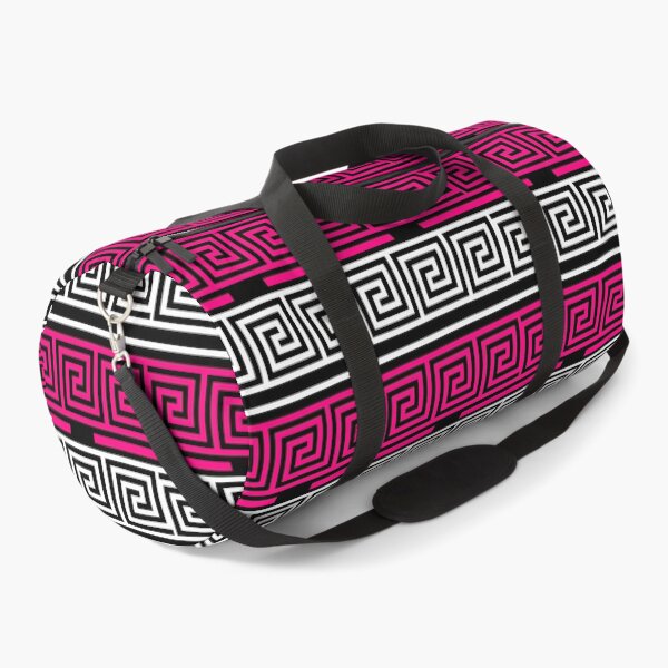 Item preview, Black Background Pink White Greek Key Fret Design  designed and sold by PatternTitan.