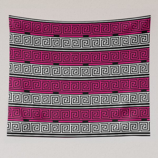Item preview, Black Background Pink White Greek Key Fret Design  designed and sold by PatternTitan.