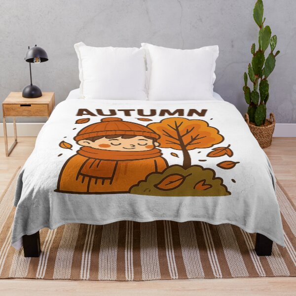 Item preview, Cute Autumn Boy with Falling Leaves designed and sold by PlanetBoi.