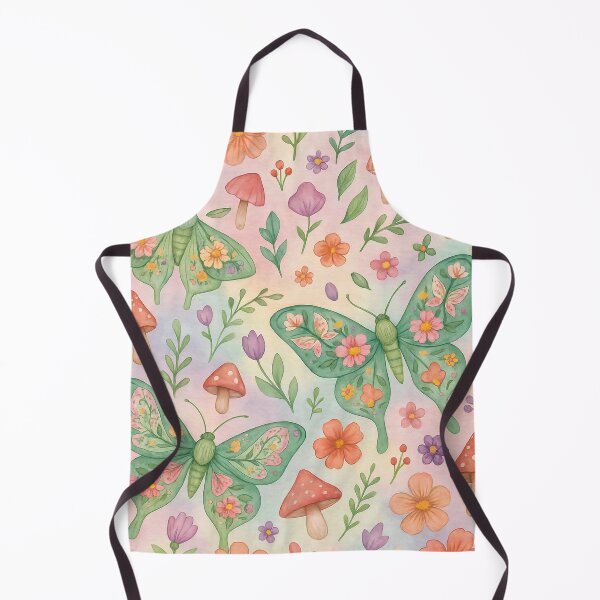 Item preview, Whimsical Moth & Butterfly Pattern – Pastel Garden with Mushrooms designed and sold by Zee's Whimsical Wonders.