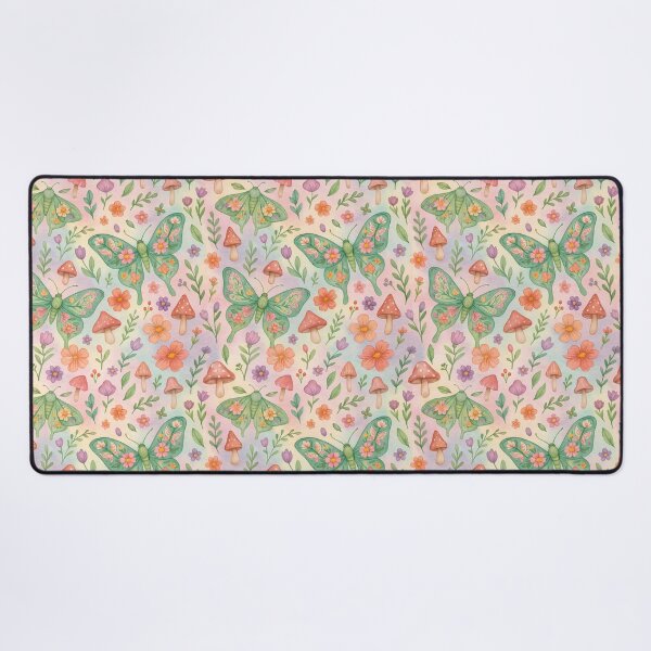 Item preview, Whimsical Moth & Butterfly Pattern – Pastel Garden with Mushrooms designed and sold by Zee's Whimsical Wonders.