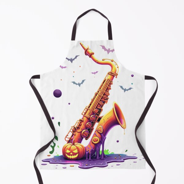 Item preview, Halloween Saxophone Surrounded by Bats, Slime, and Glowing Pumpkin designed and sold by Mimoshi ⭐⭐⭐⭐⭐.