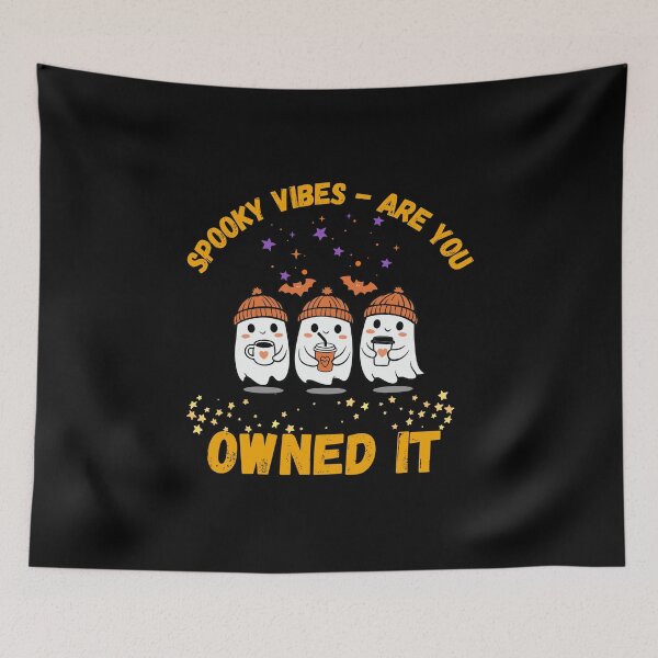 Item preview, Spooky Cute Ghost Trio "Spooky Vibes Are You Owned It" Halloween Coffee Lover T-Shirt designed and sold by Colorful-Garden.