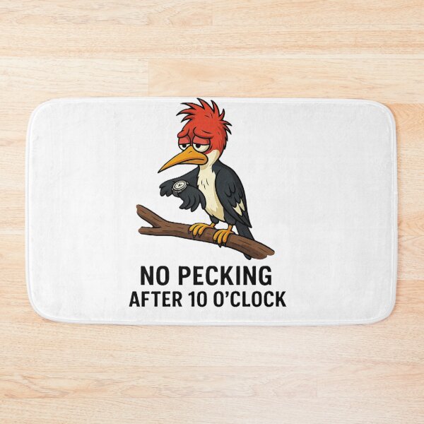 Item preview, Funny Woodpecker Meme – No Pecking After 10 O’clock designed and sold by OxiSkor.