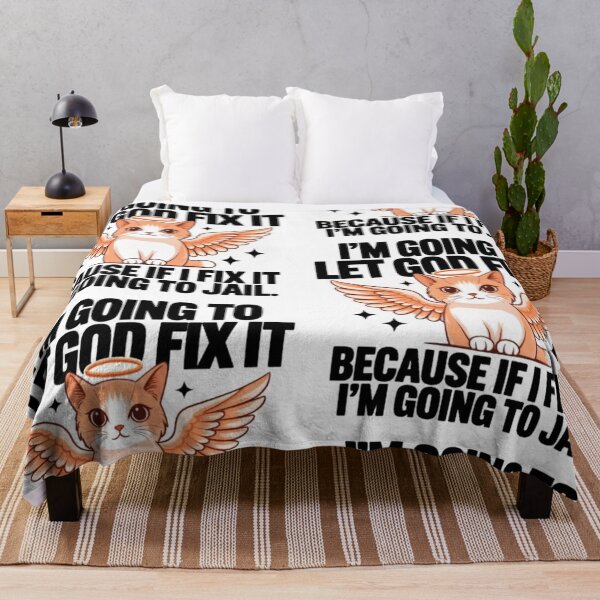 Item preview, "Let God Fix It – Funny Angel Cat Quote Design" designed and sold by GloboStyle Design .