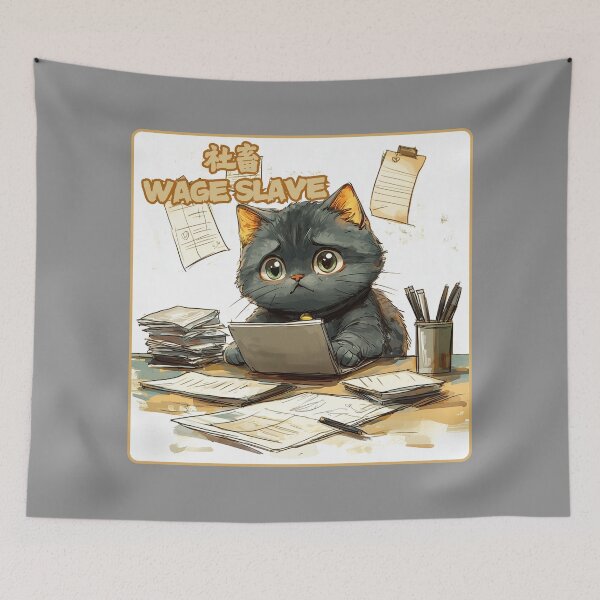 Item preview, Clerk Cat, Wage Slave designed and sold by Sleepy Cat Design.