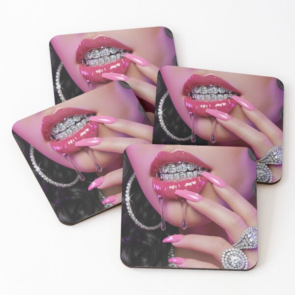 Item preview, Glossy Lips Diamond Grillz Manicured Hands Luxury Jewelry Glamour Art designed and sold by wilnickvisuals.