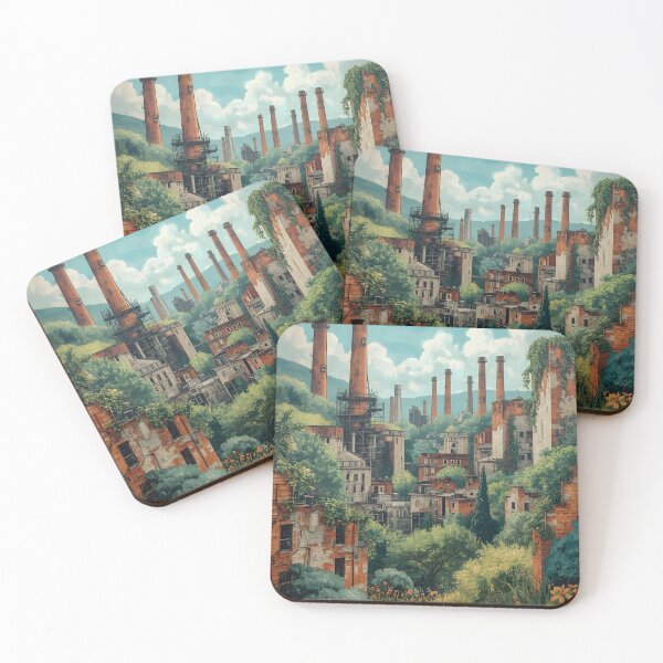 Item preview, Nature Reclaims Abandoned Factory – Urban Decay Industrial Landscape Art designed and sold by K@Whimsical cottagecore.