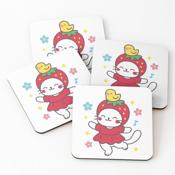 Item preview, Strawberry Cat Dancing with Duck designed and sold by littleflabby.
