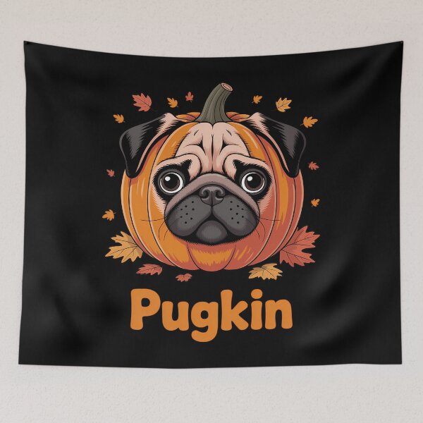 Item preview, Pugkin Pug Pumpkin Halloween Thanksgiving Dog designed and sold by Sunset4Bones.