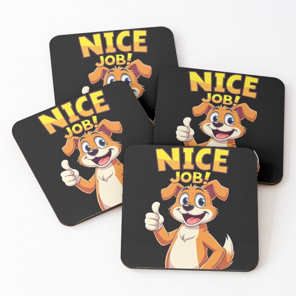 Item preview, Happy Cartoon Dog Giving Thumbs Up with Nice Job Text Encouragement Illustration Positive Motivation Success Reward Animal Artwork designed and sold by Mimoshi ⭐⭐⭐⭐⭐.